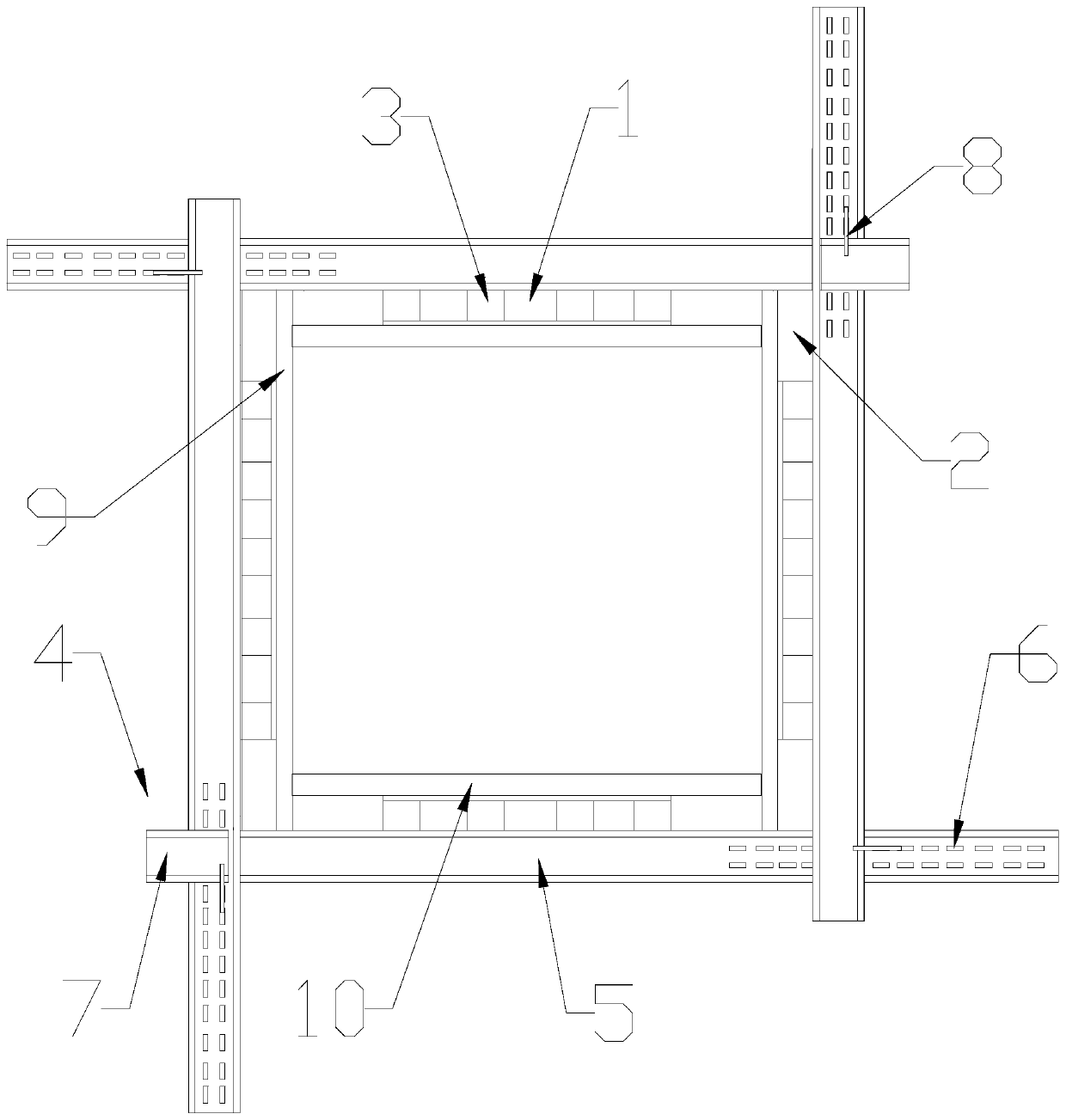 Building frame structure square column reinforcing member formwork and construction method thereof