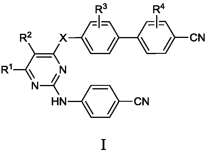 Diarylpyrimidine derivative containing biphenyl structure and preparation method and application thereof
