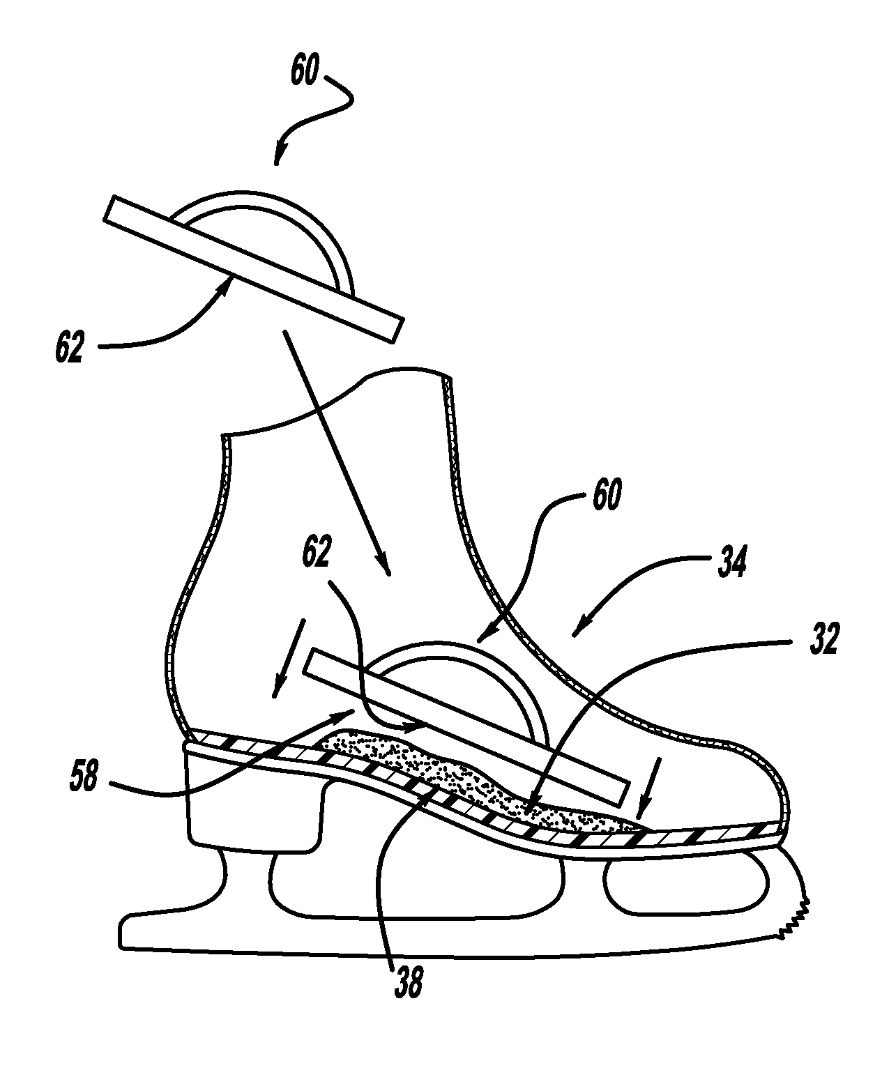 Insert for rockered foot bed of footwear