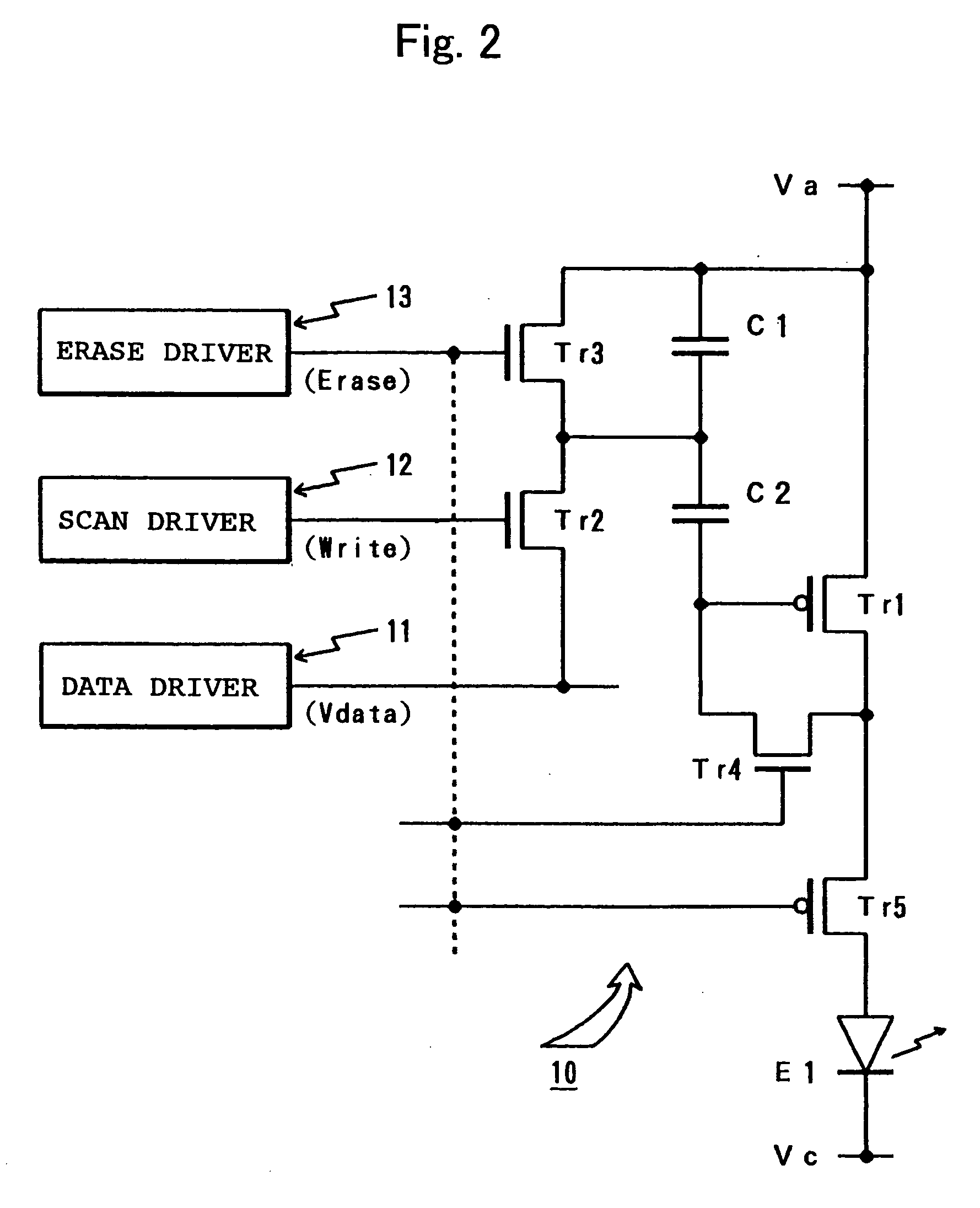 Light emitting display device, electronic equipment into which the same device is loaded, and drive method of the light emitting display device