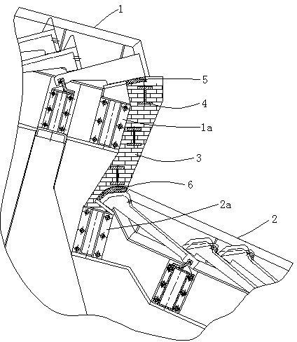 Intermediate linking device of transition platform of sectional type fire grate system