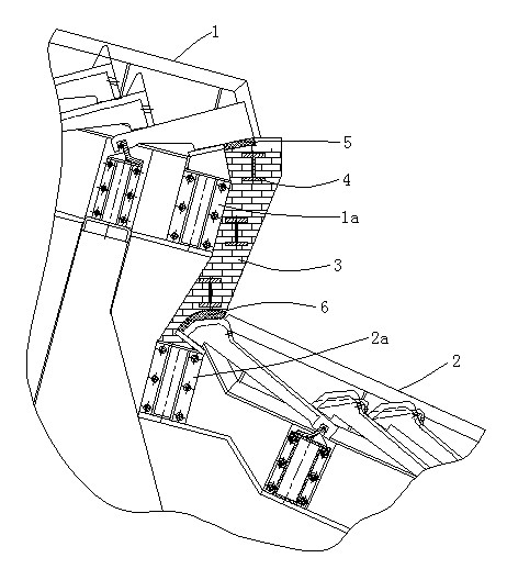 Intermediate linking device of transition platform of sectional type fire grate system