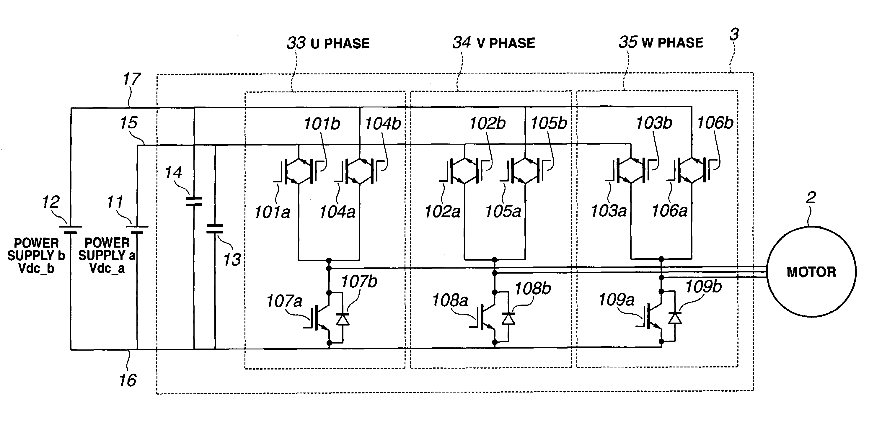 Electric power conversion apparatus for plural DC voltage sources and an AC electrical load