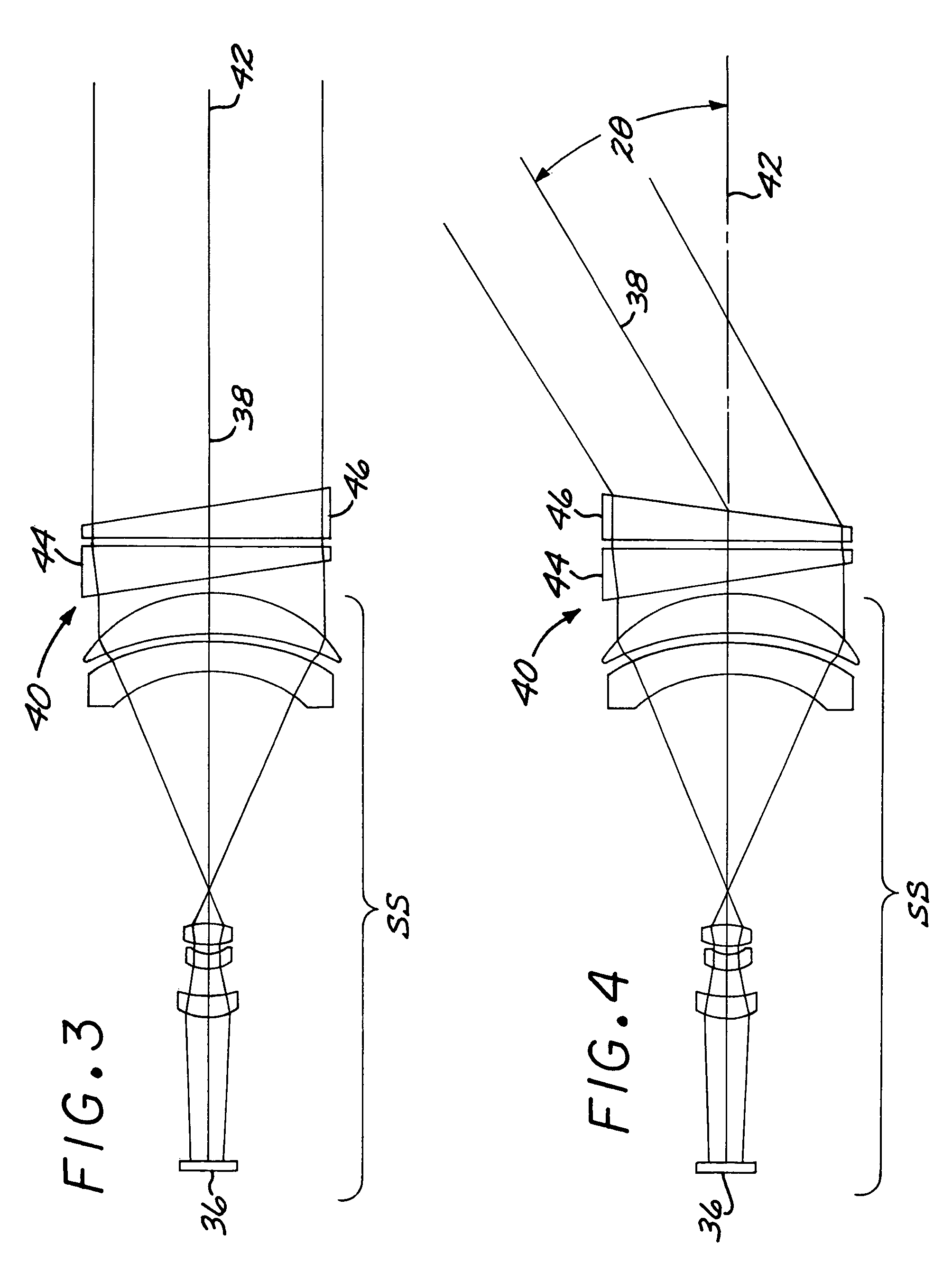 Optical device with a steerable light path
