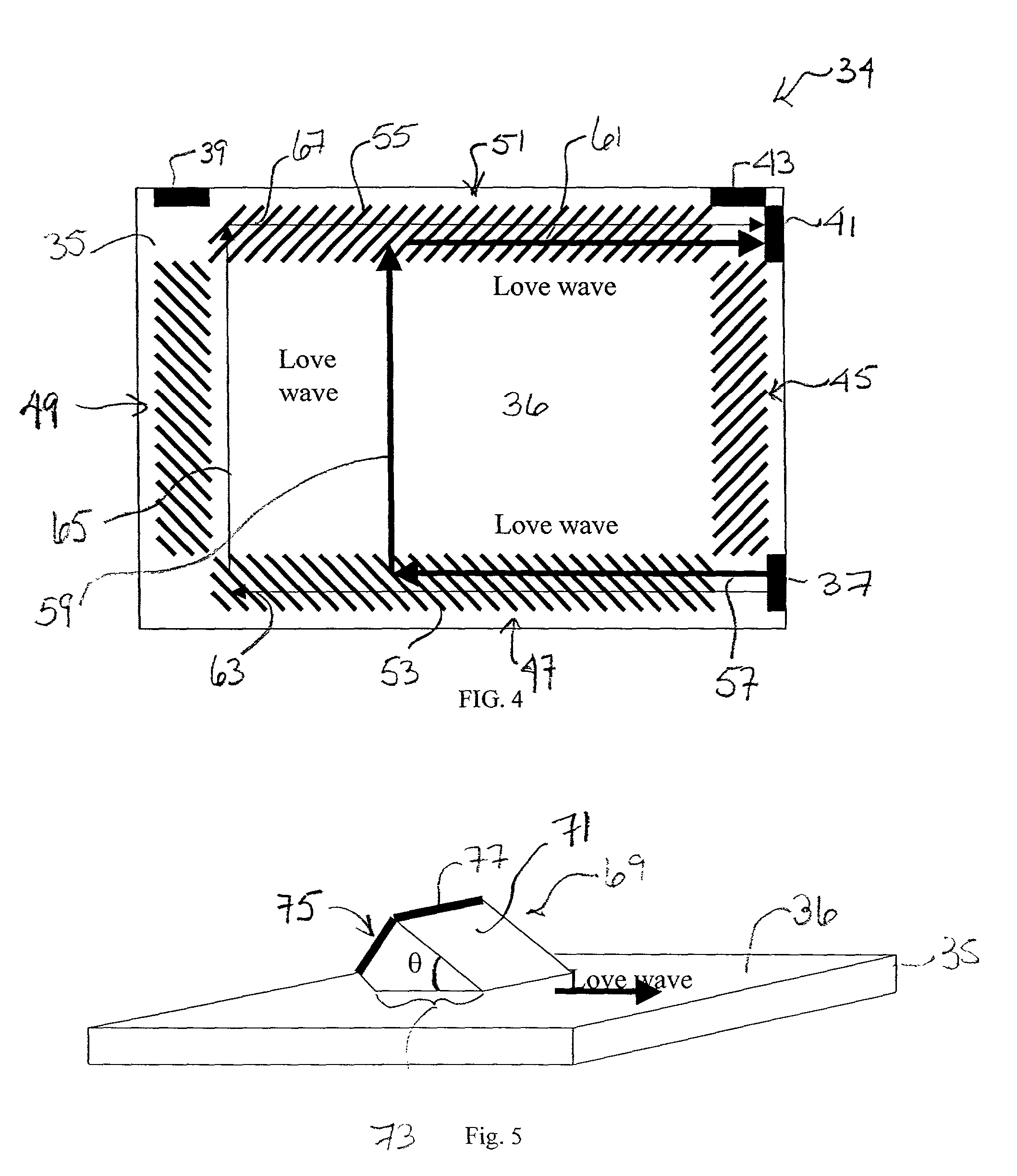 Acoustic touch sensor with laminated substrate