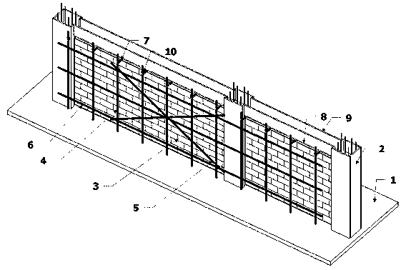 Construction method for concrete structure with fabricated masonry filler walls