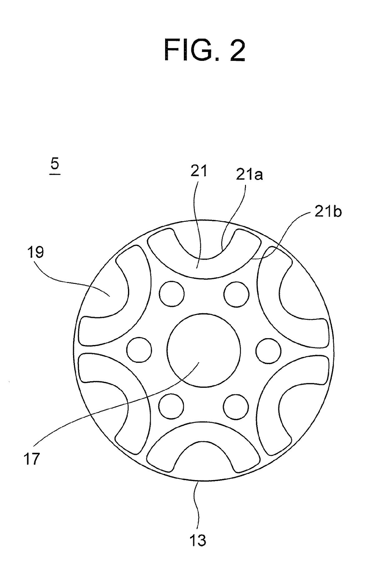 Electric motor with a permanent magnet embedded rotor with curved magnets and magnet accommodation holes of varying radiuses