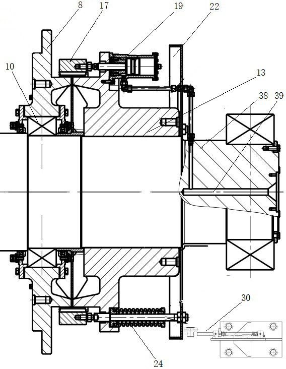 Multi-oil-cylinder rope adjusting clutch for single-rope winding type elevator