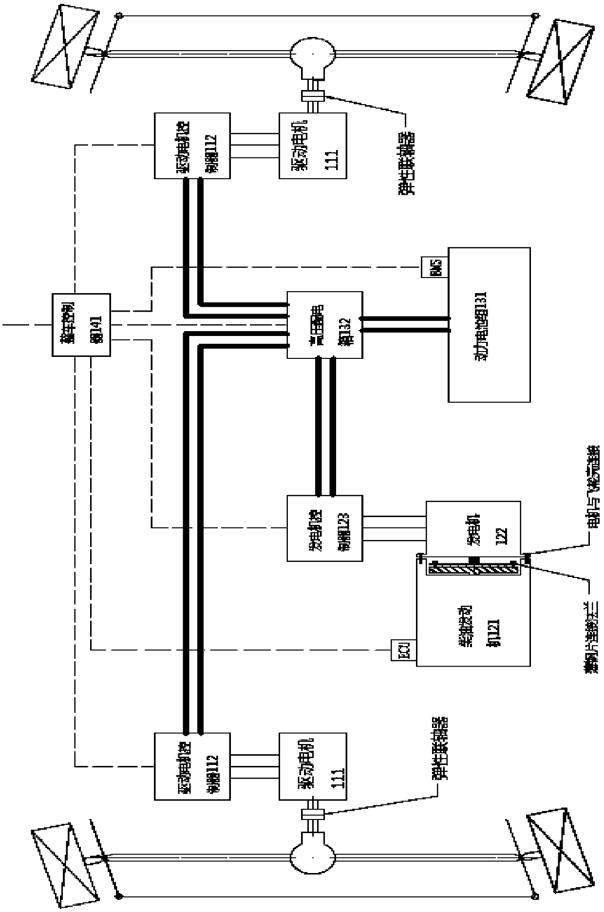 Hybrid power assembly control system special for automated guided vehicle