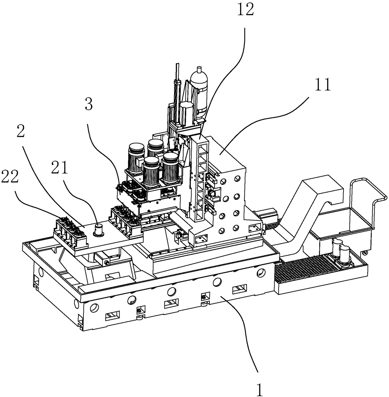 A kind of multi-spindle machining center with turntable