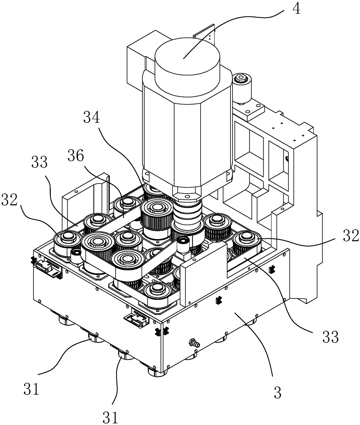 A kind of multi-spindle machining center with turntable