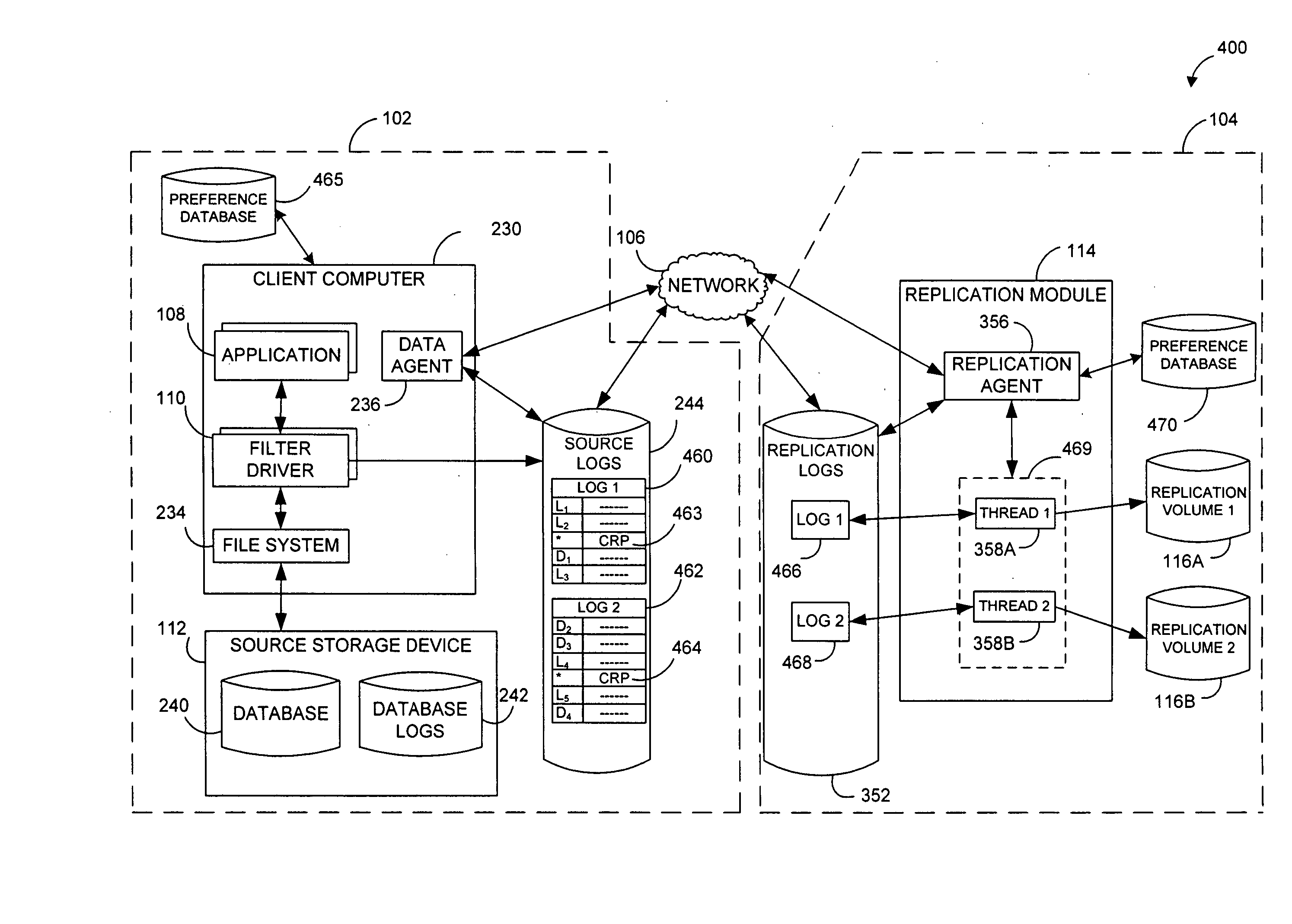 Rolling cache configuration for a data replication system