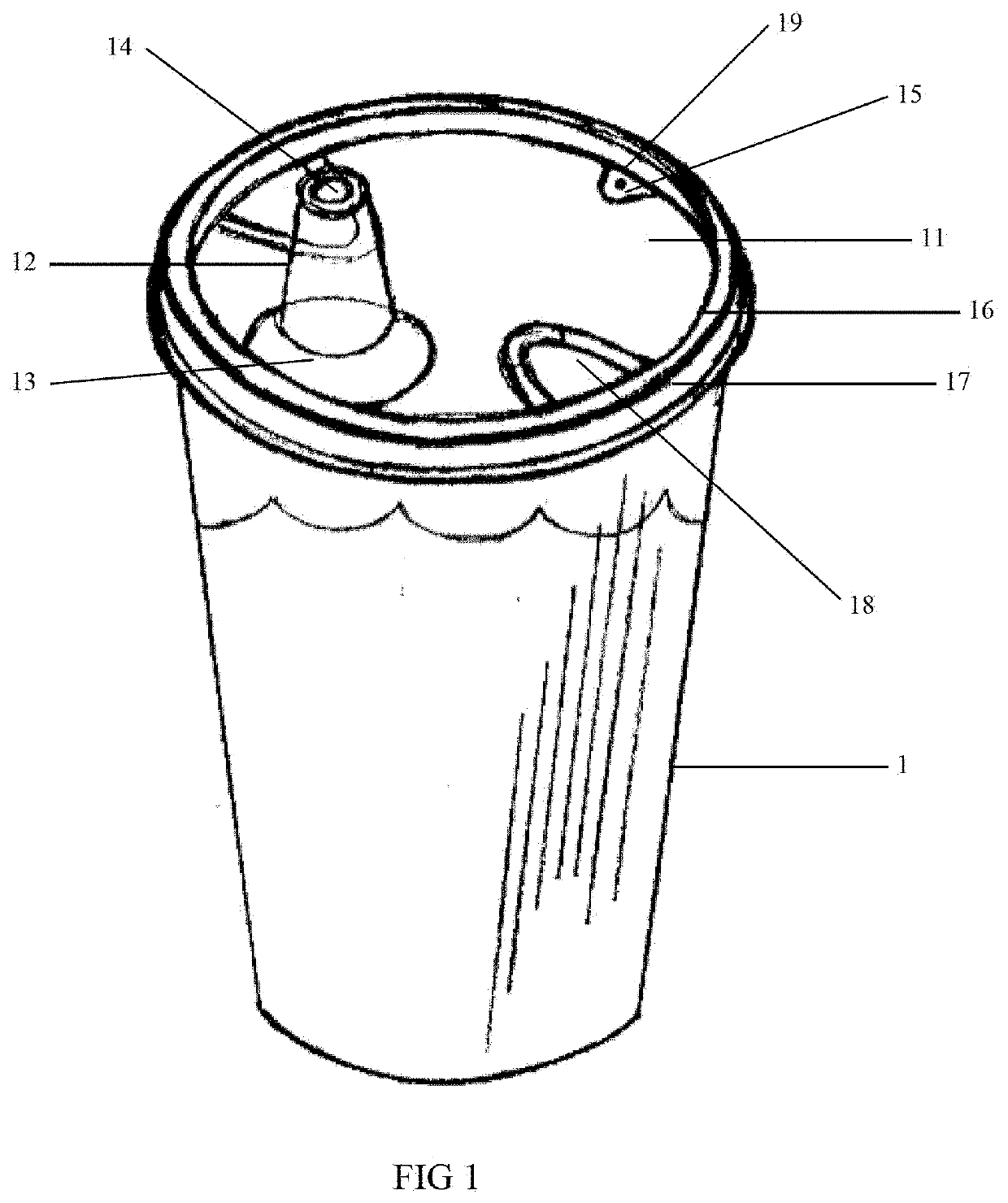 Disposable Lid with Integrated Straw-type Mouthpiece, Finger Indentations and Pressure Equalization Valve to Fit Standard Sized Disposable Drinking Cups