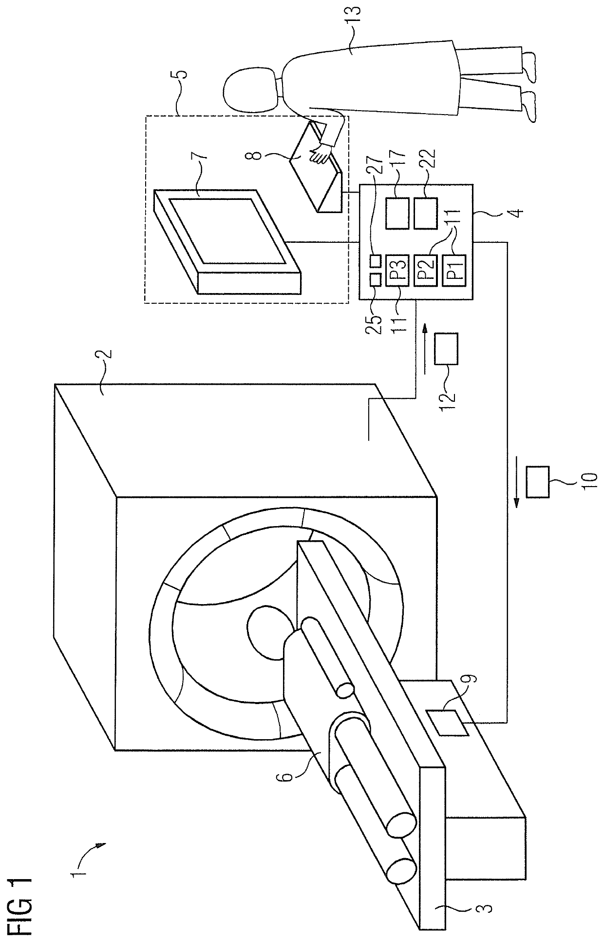 Method and apparatus for adjustment of a table position in a medical data acquisition scanner