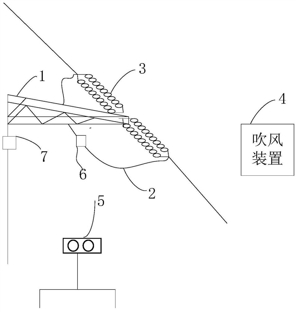 Method and device for monitoring safety distance between drainage line and tower