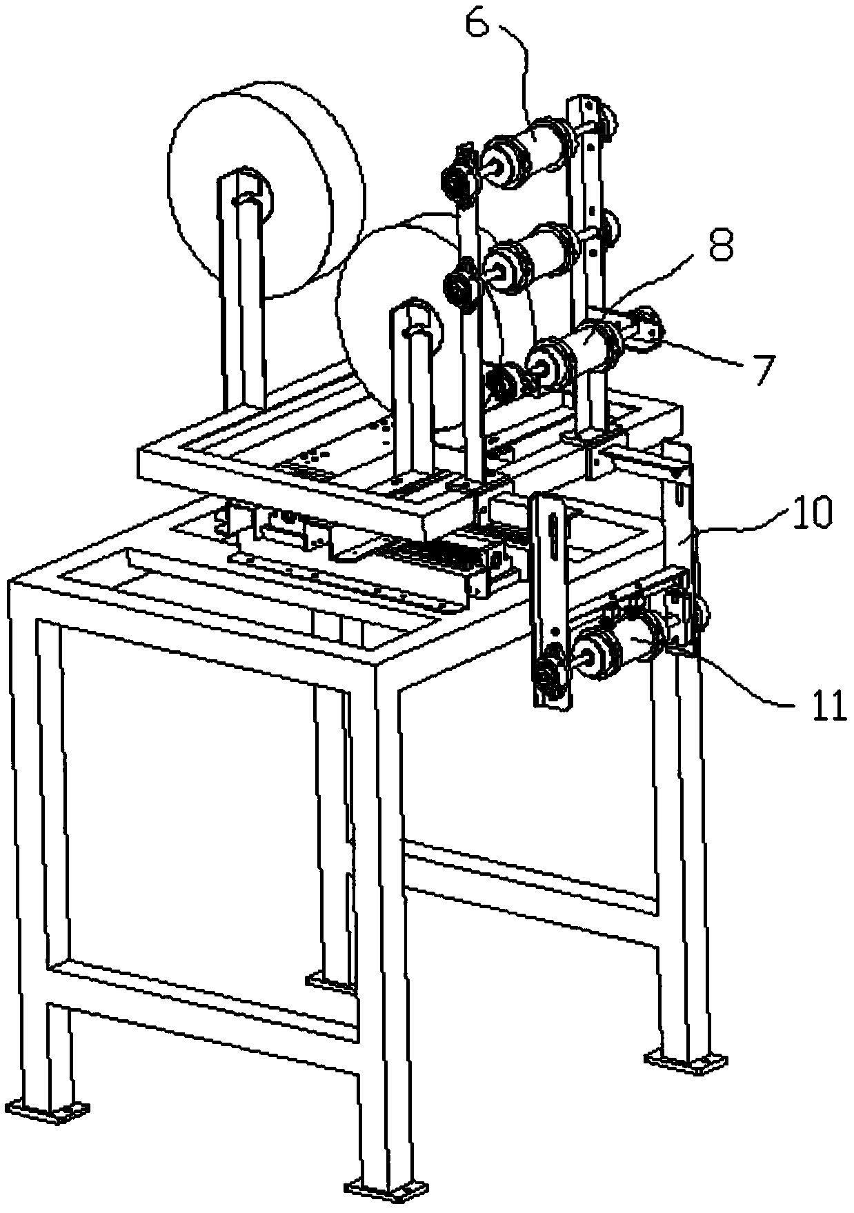 Automatic grid cloth adjusting device