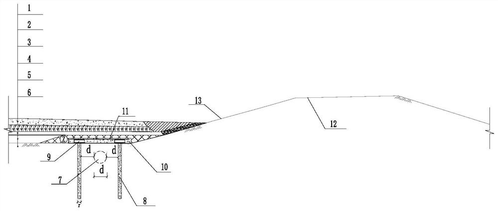 Roadbed pavement structure located on embankment pipeline and construction method