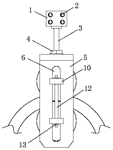 A fixing device for an overhead insulated cable used for power supply and distribution