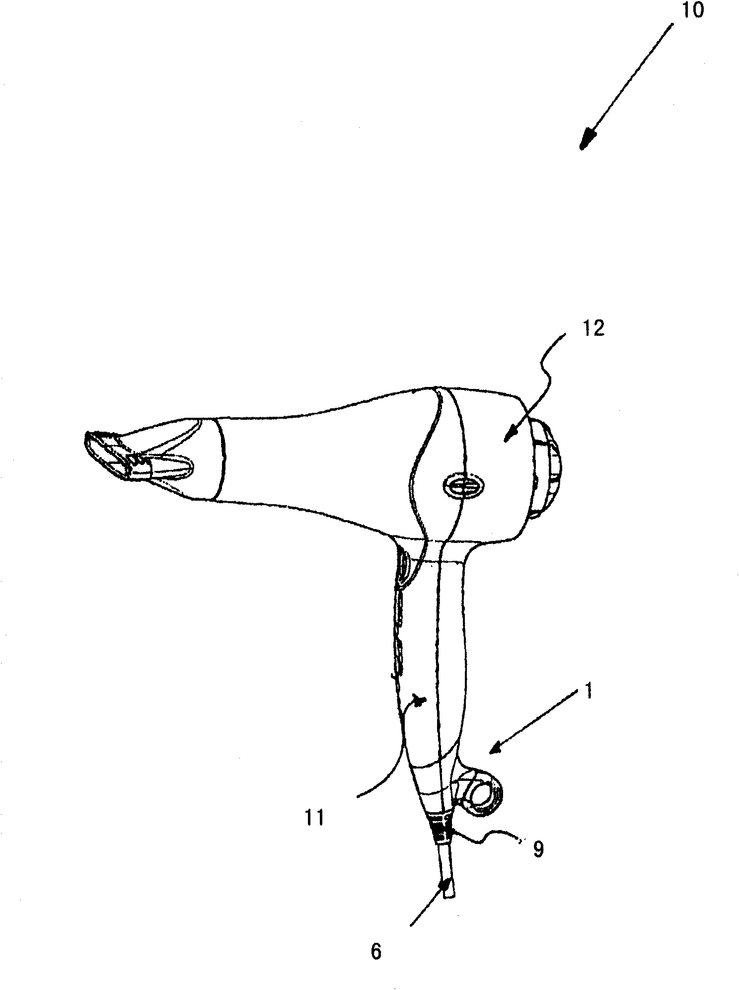 Rotating device for electrically connecting electric household appliances and electric tools