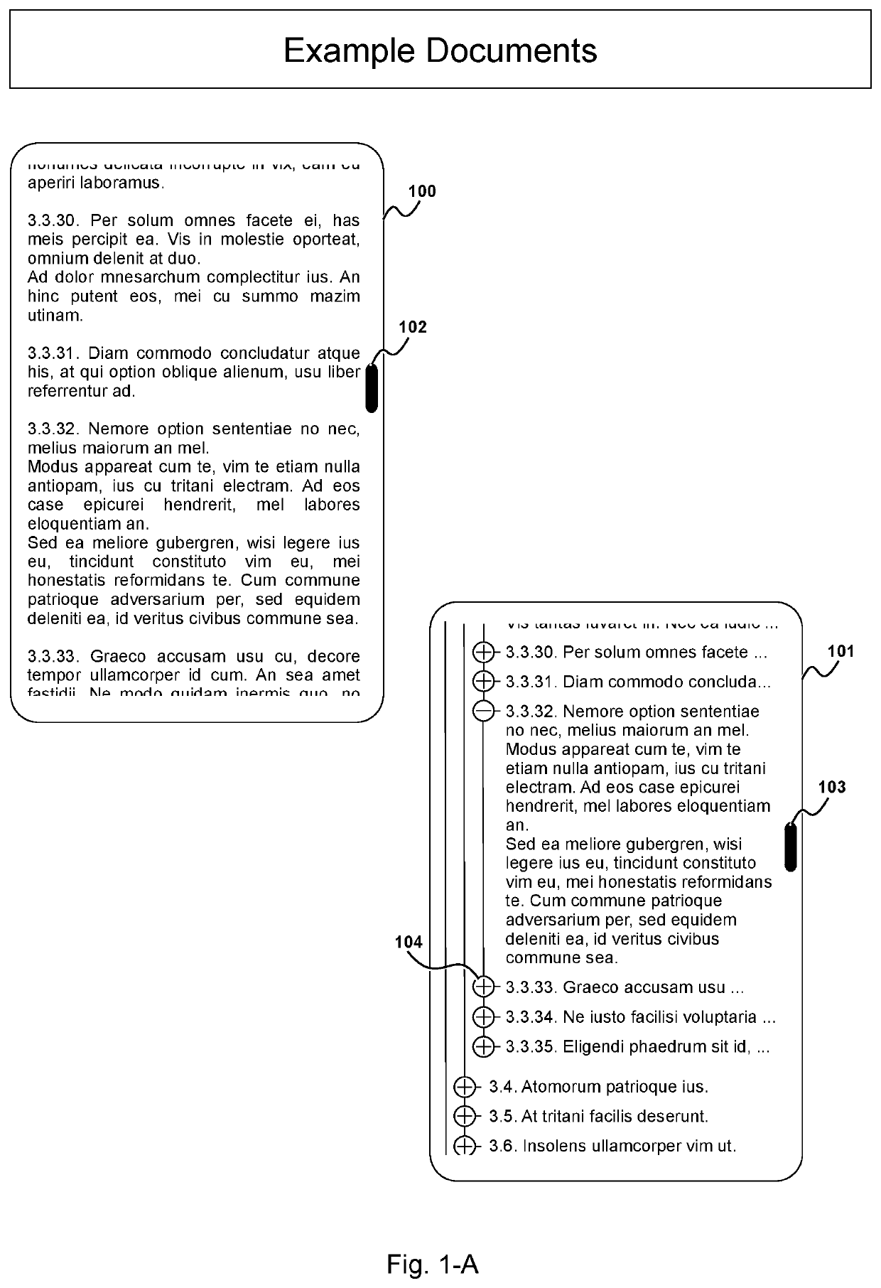 Device, System and Method for Displaying Sectioned Documents