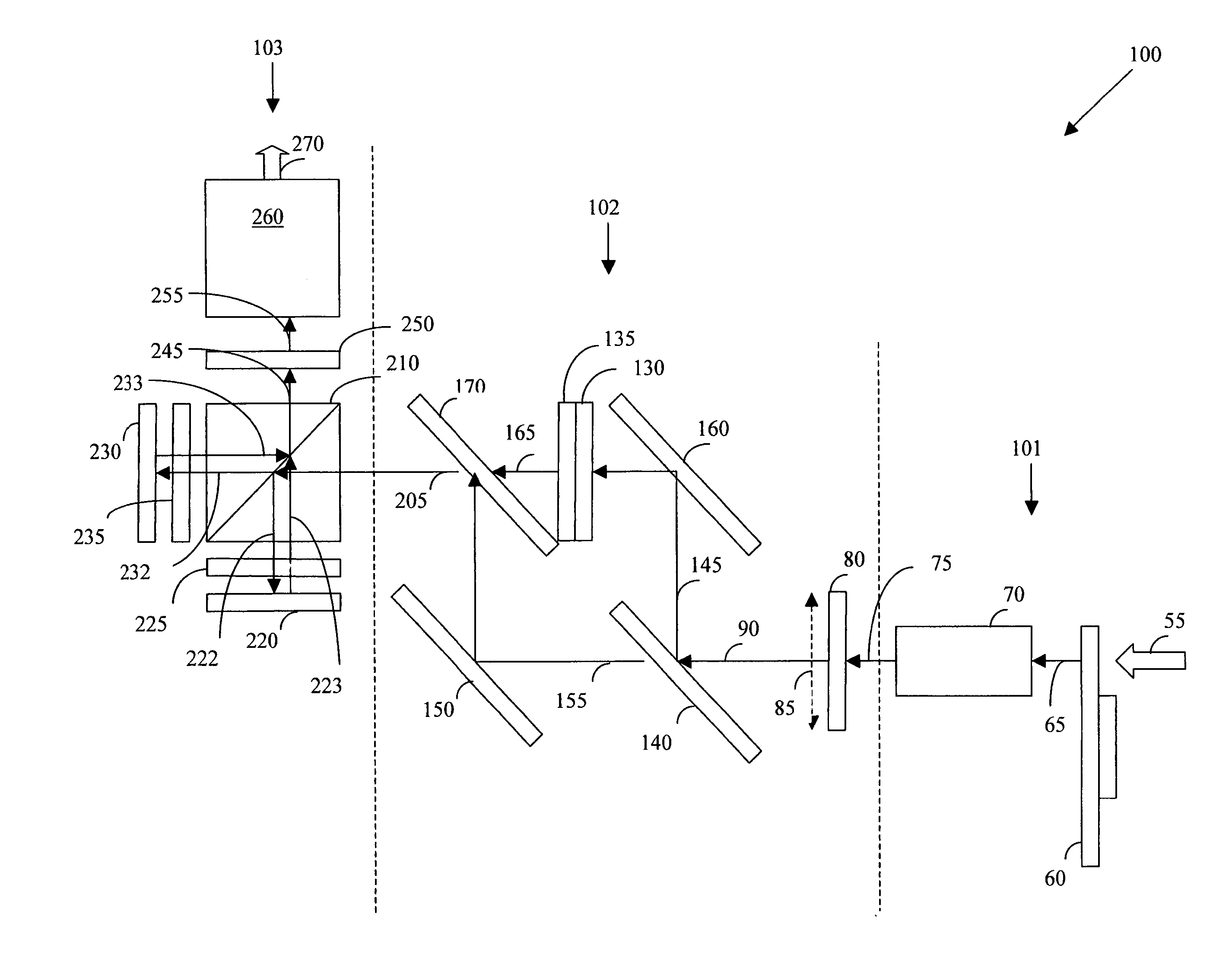 Two panel optical engine for projection applications