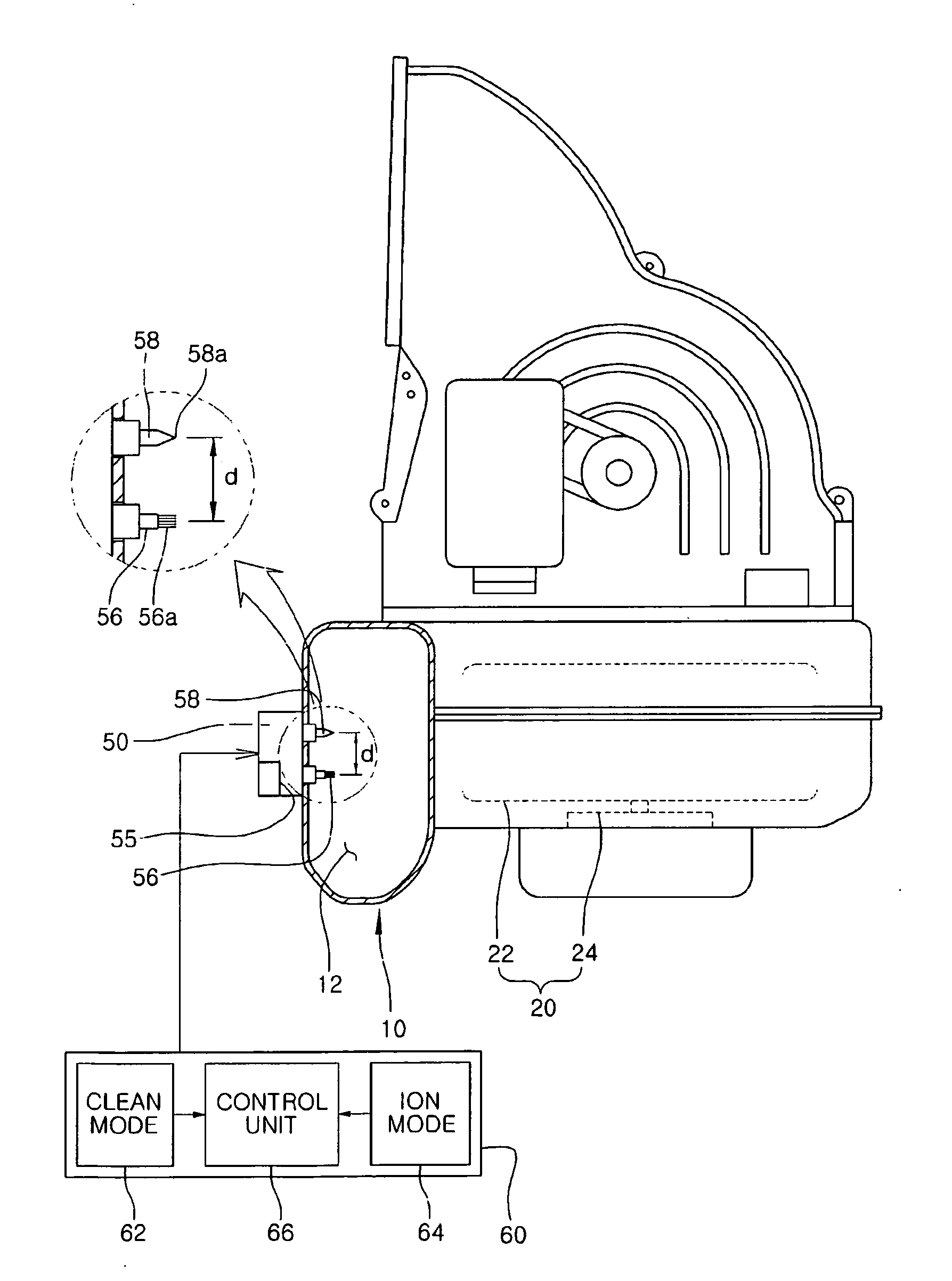 Ionizer and Air Conditioning System for Automotive Vehicles Using the Same