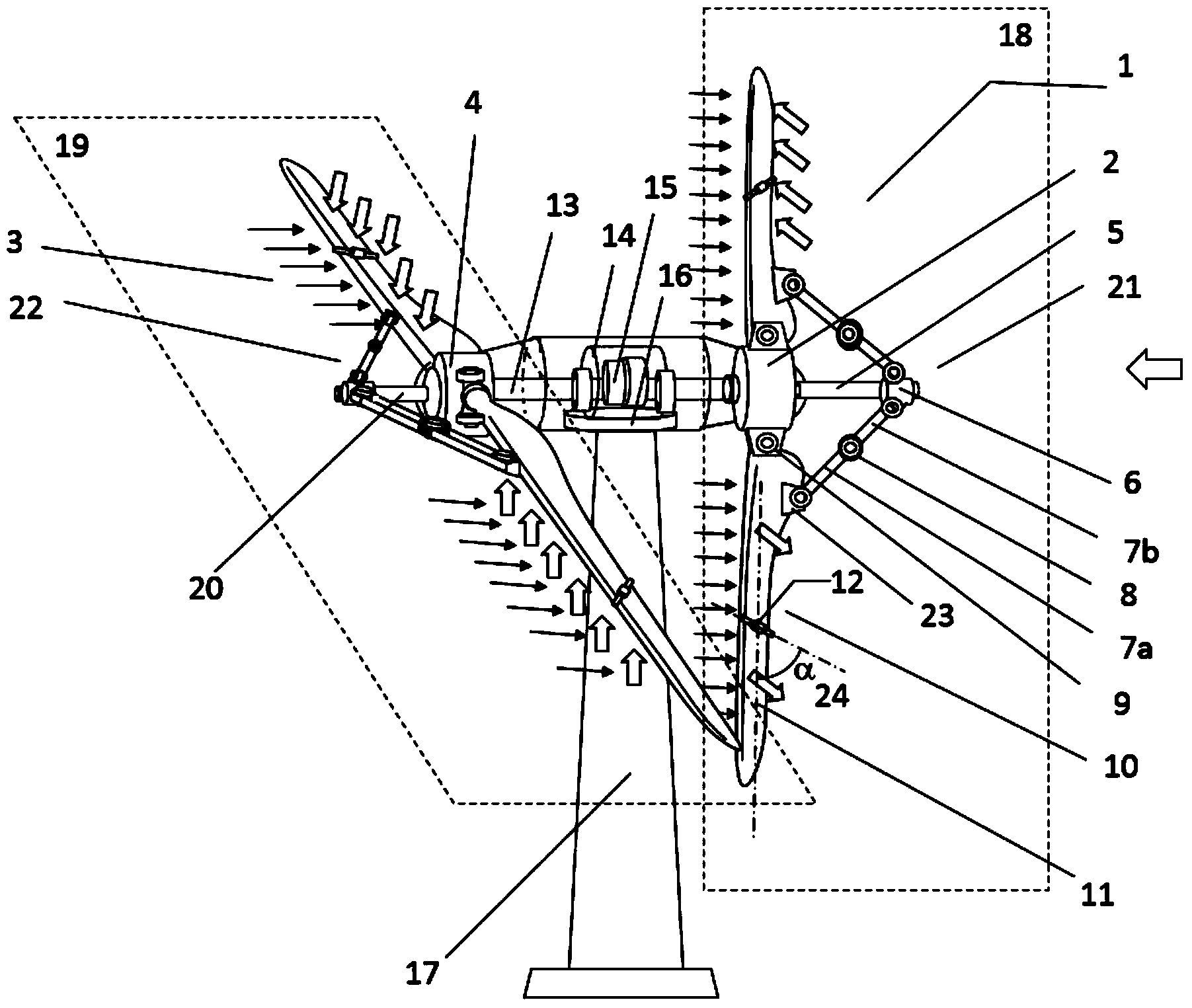 Foldable dual-row coaxial-blade wind driven generator device