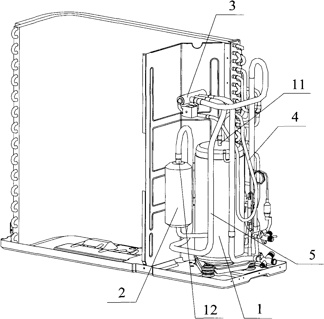 Pipeline distributing system of compressor and air conditioner with same