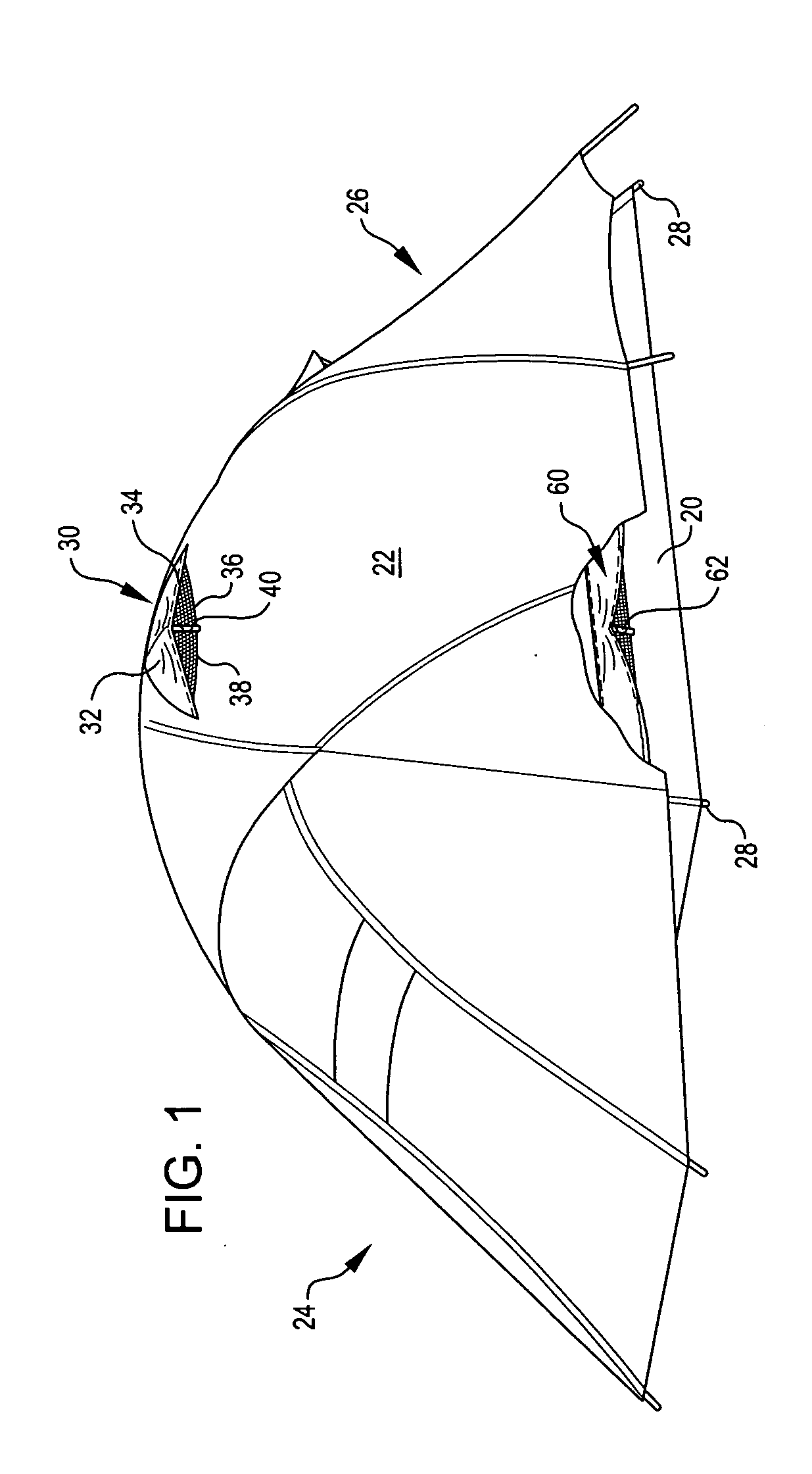 Vent stay for a canopy or tent