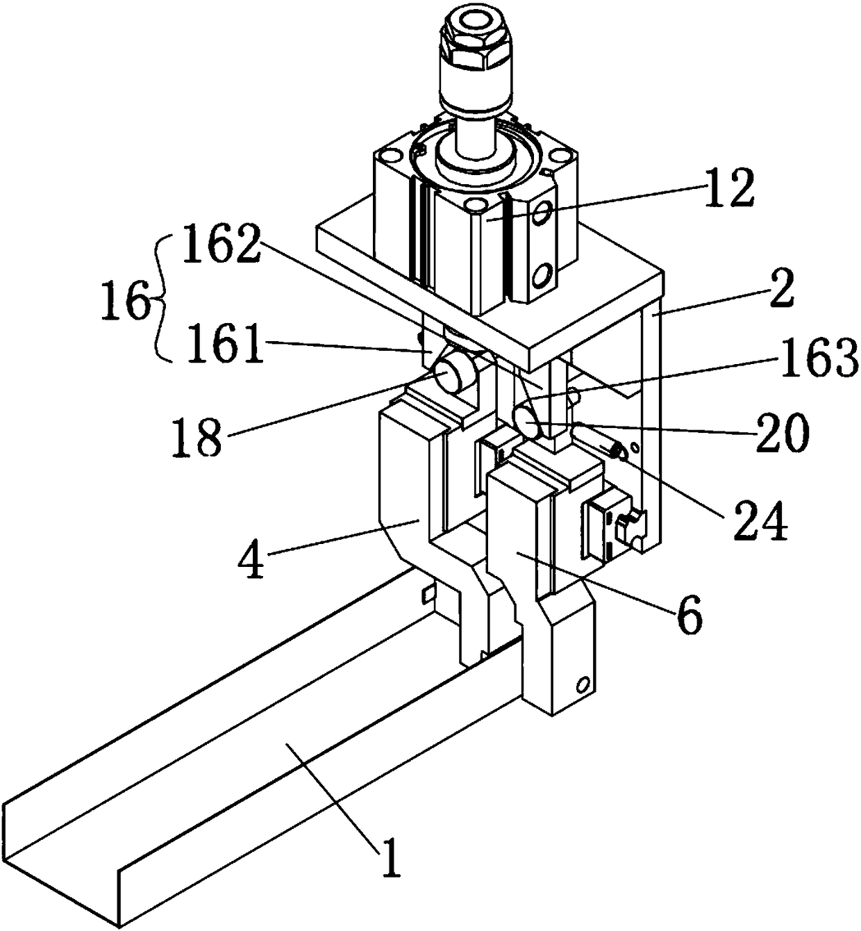 A horizontal spot welding device for welding the end of a bracket lamp