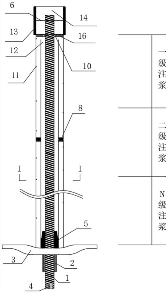 Piston type graded grouting anchor cable and grouting method
