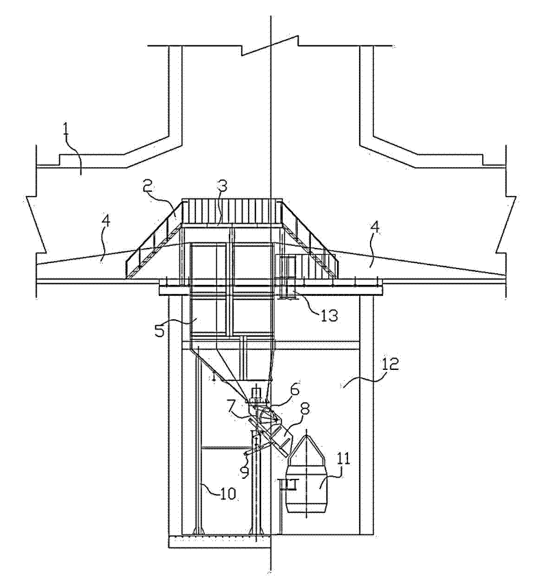 Storage and transportation system of temporary coal bunker at the bottom of vertical shaft