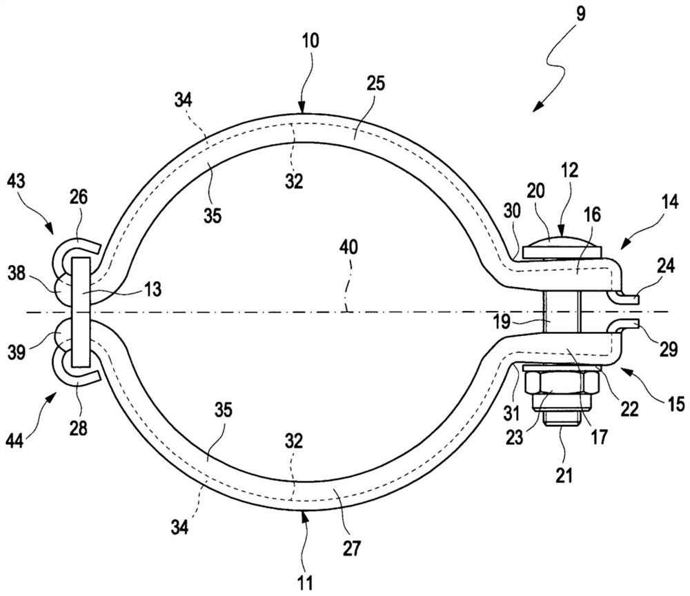 Connection device for exhaust gas turbocharger and exhaust gas turbocharger