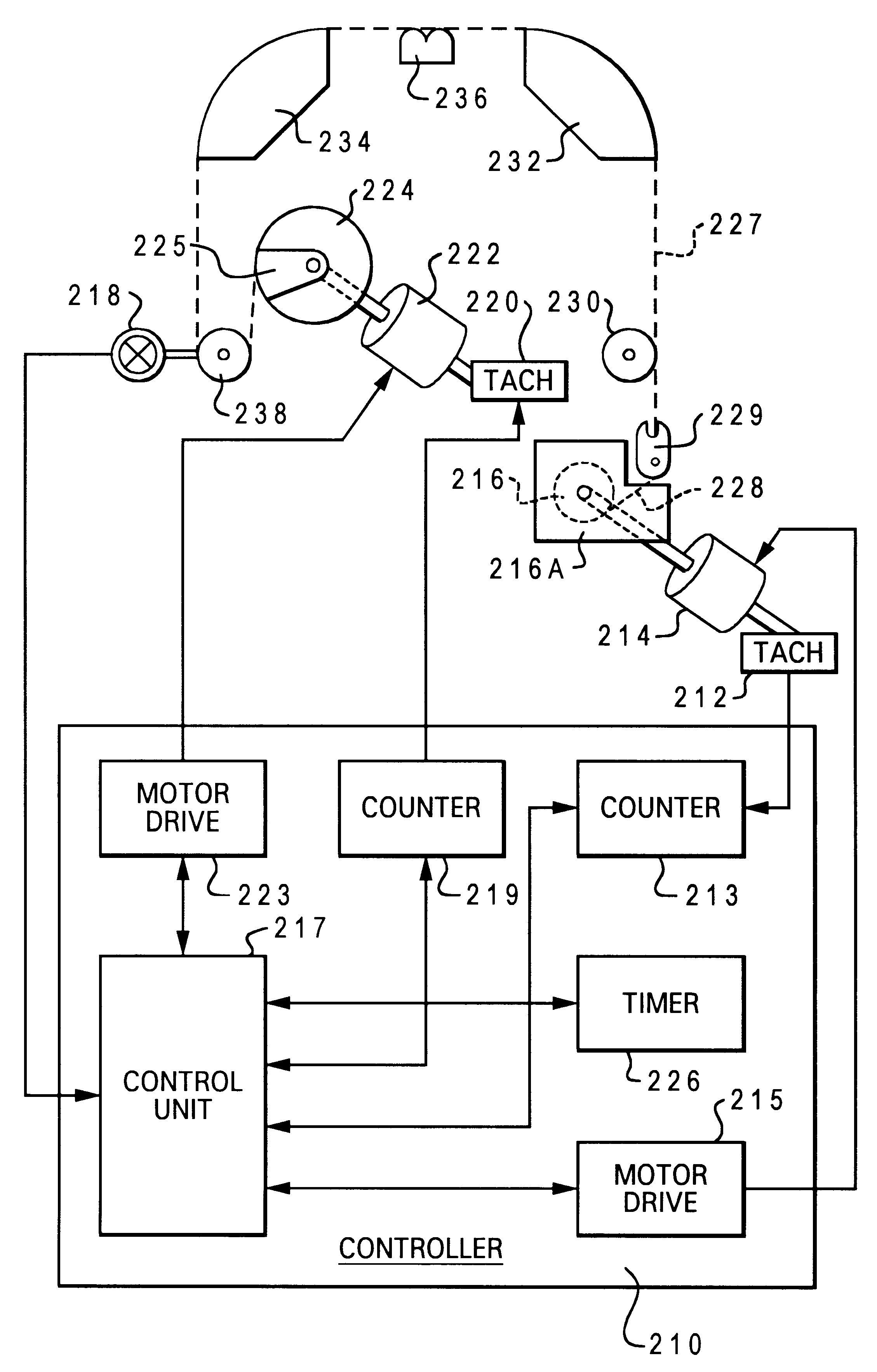 Method and system for detecting the end of a tape within a magnetic tape drive