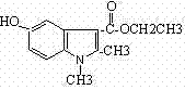 Method for preparing mecarbinate (1,2-dimethyl-5hydroxy-1H-indol-3-ethyl carboxylate)