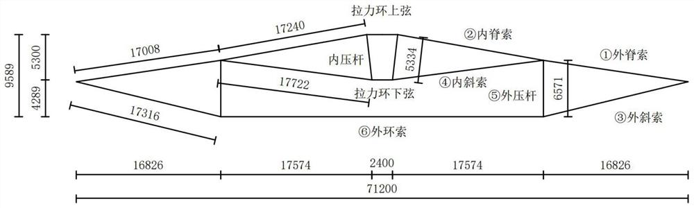 Cable-strut tension structure rod piece section optimization method and system based on importance analysis