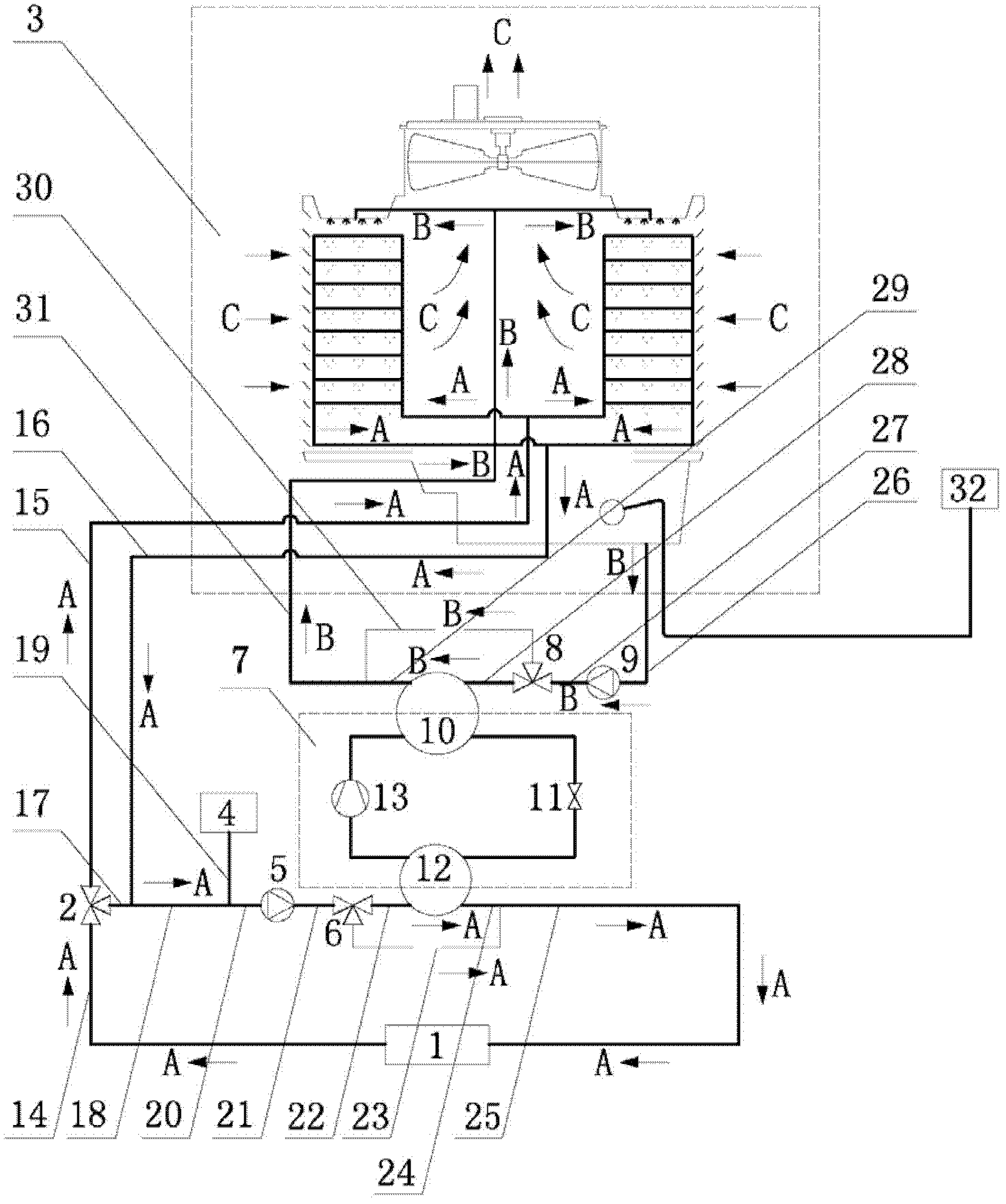 Application method and application system of multifunctional cooling tower