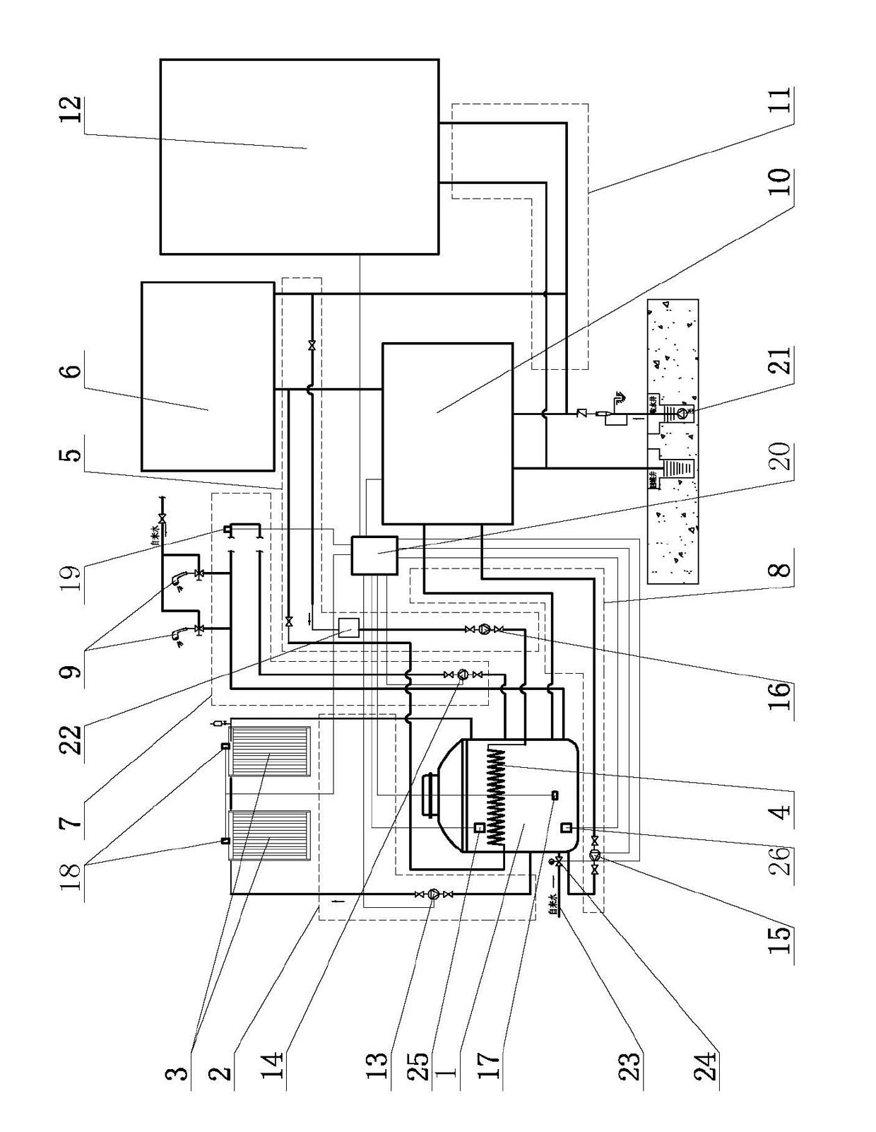 Solar energy, heat pump and capillary network compound hot water heating/refrigerating device
