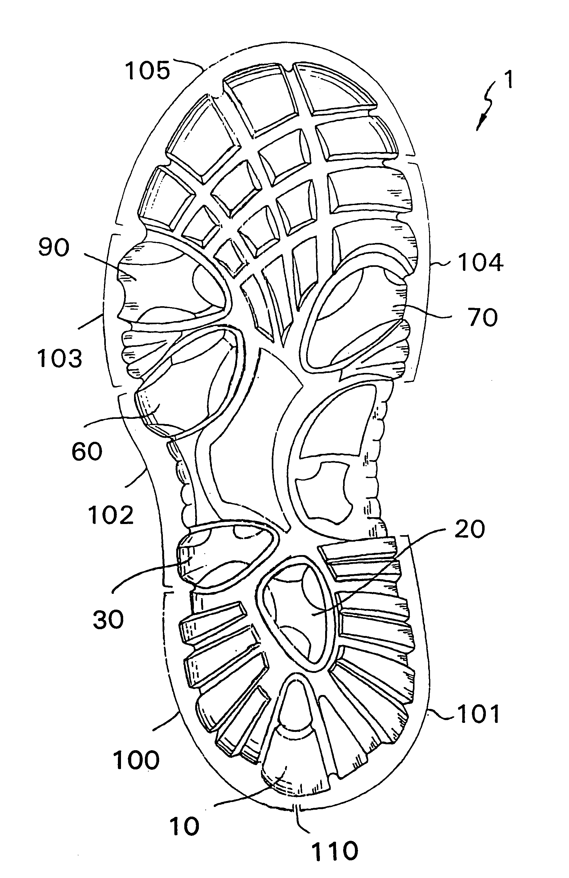 Shoe sole with foot guidance