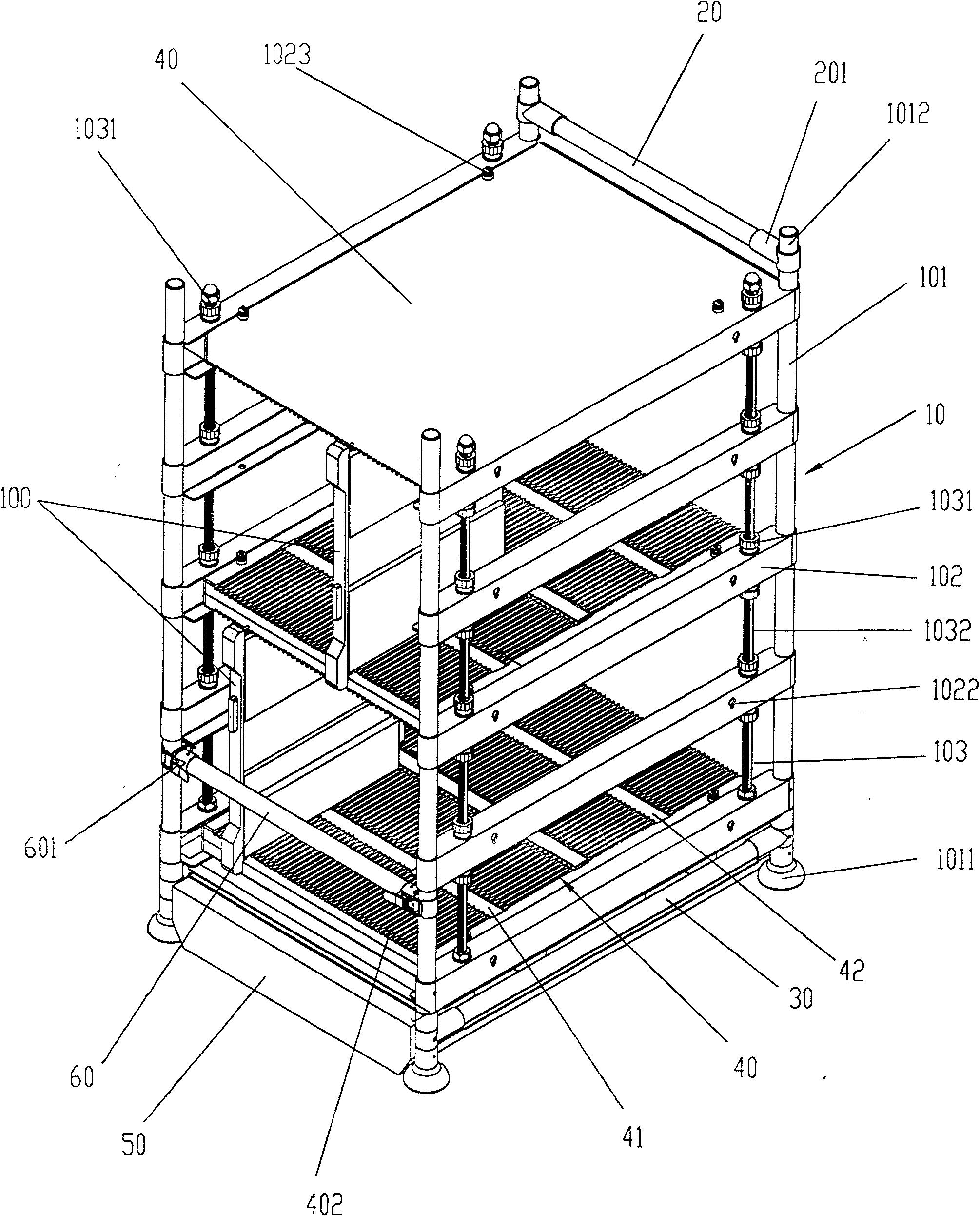 Components-assembling type carrying and rotating vehicle frame