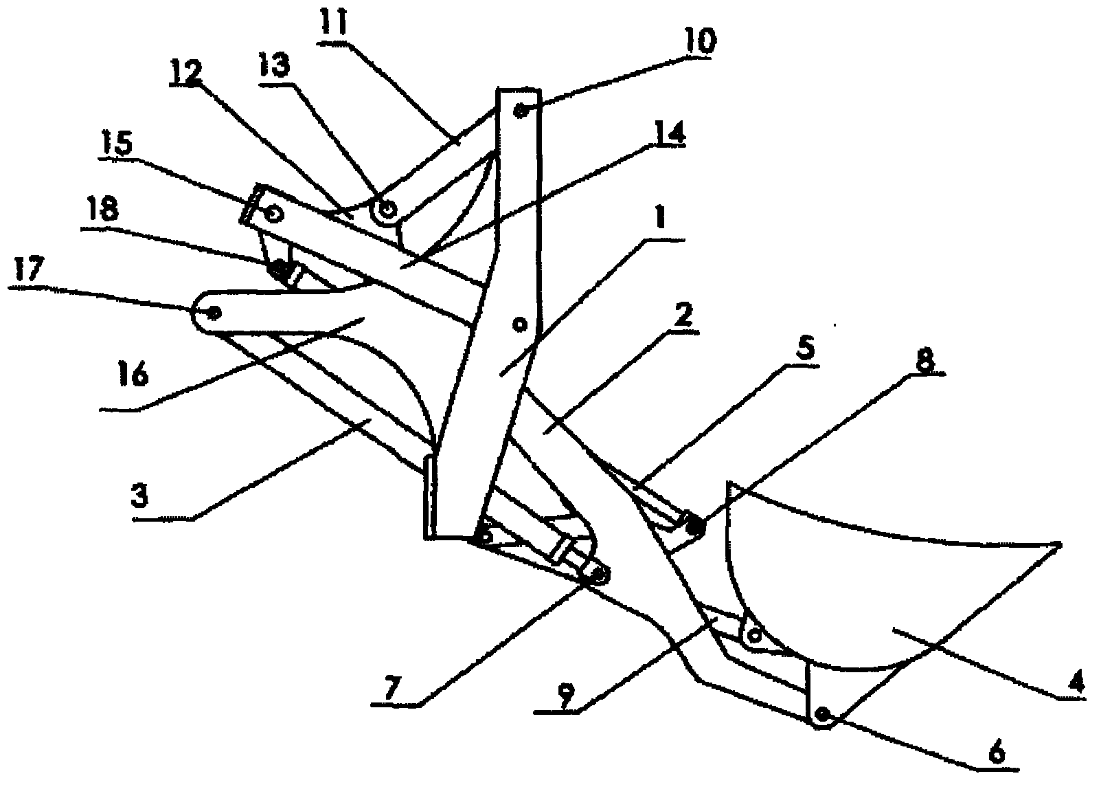 Vertical lifting and unloading working device of loader