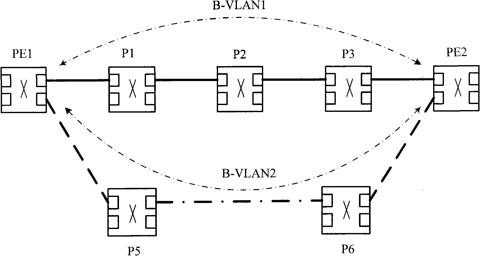 Data stream transmission method based on PBB-TE sectional tunnel, and node