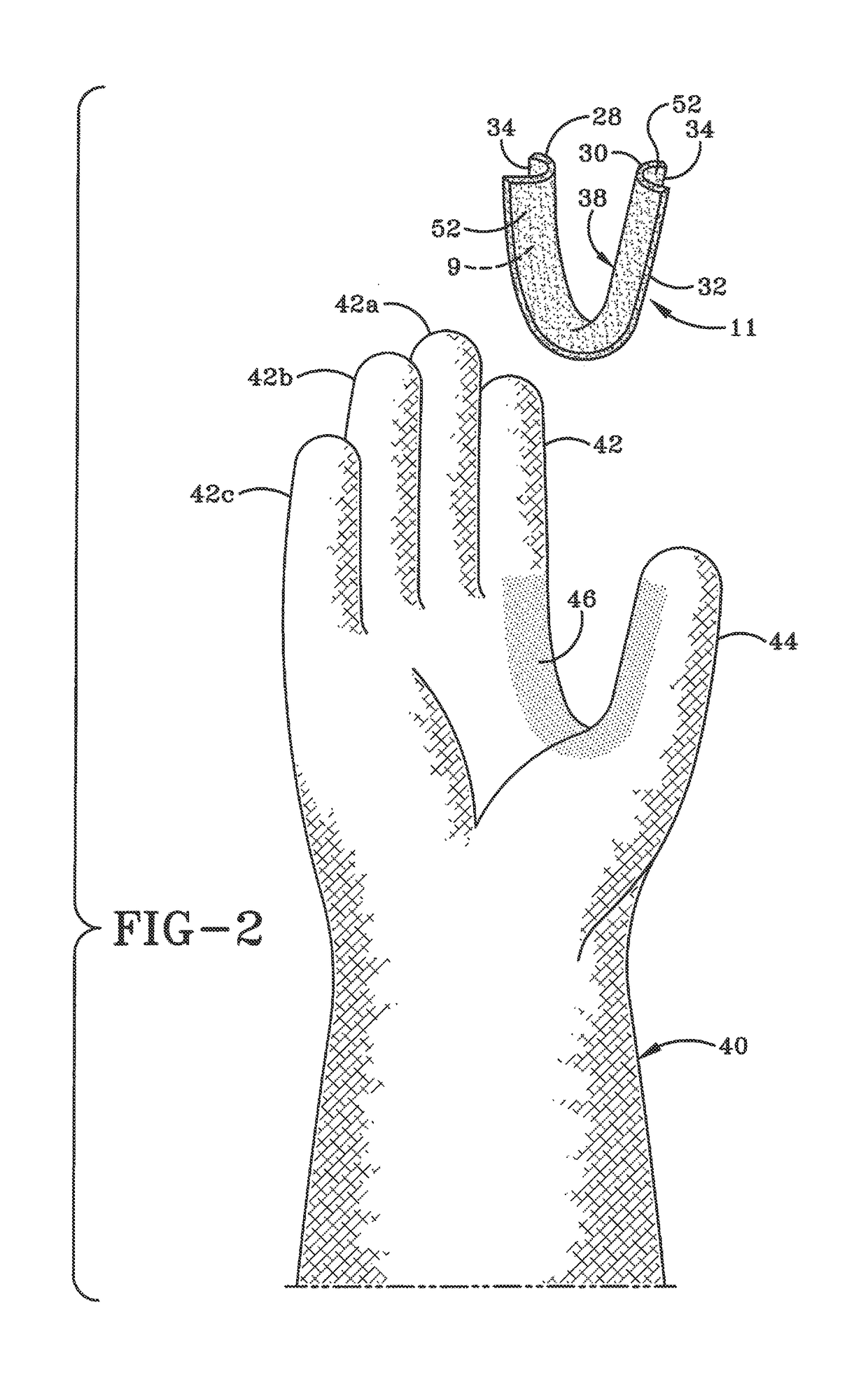 Protective device for use with a glove