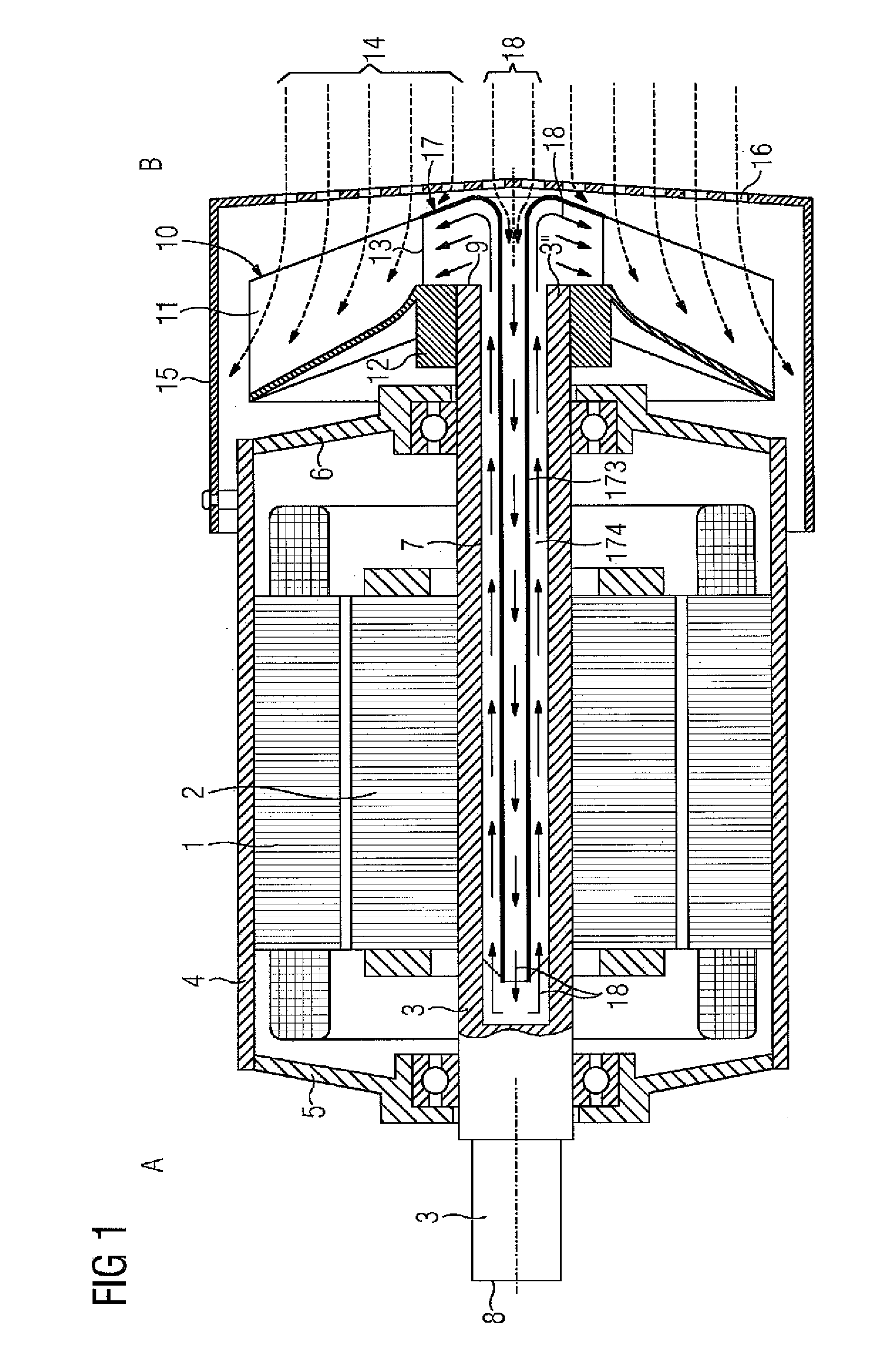 Electric machine with rotor interior ventilation