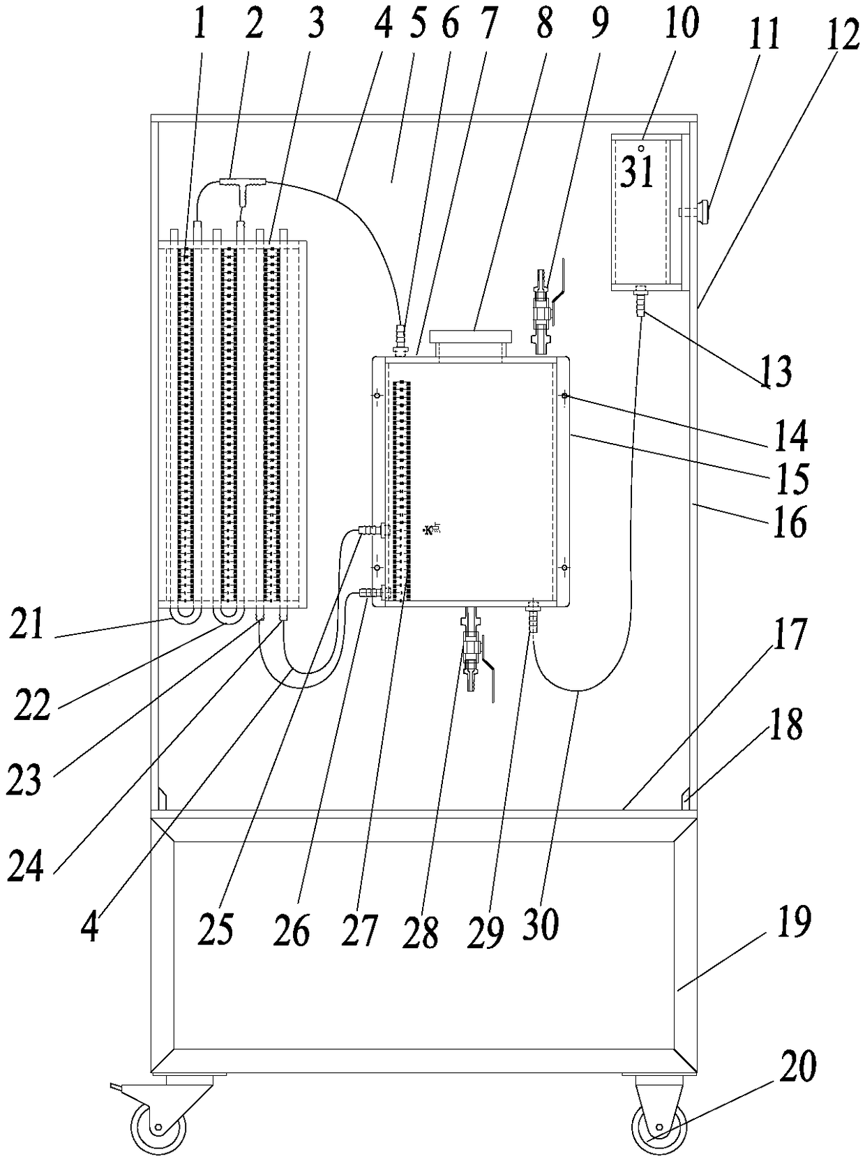 Hydro-static pressure experiment teaching device and measuring method