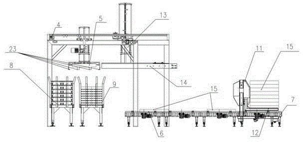 Palletizing pallet, palletizing packaging machine and palletizing packaging method