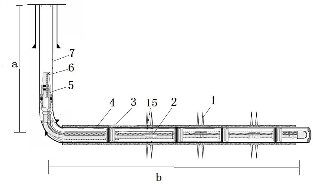 Horizontal well refracturing device and method based on open hole preset pipe string completion