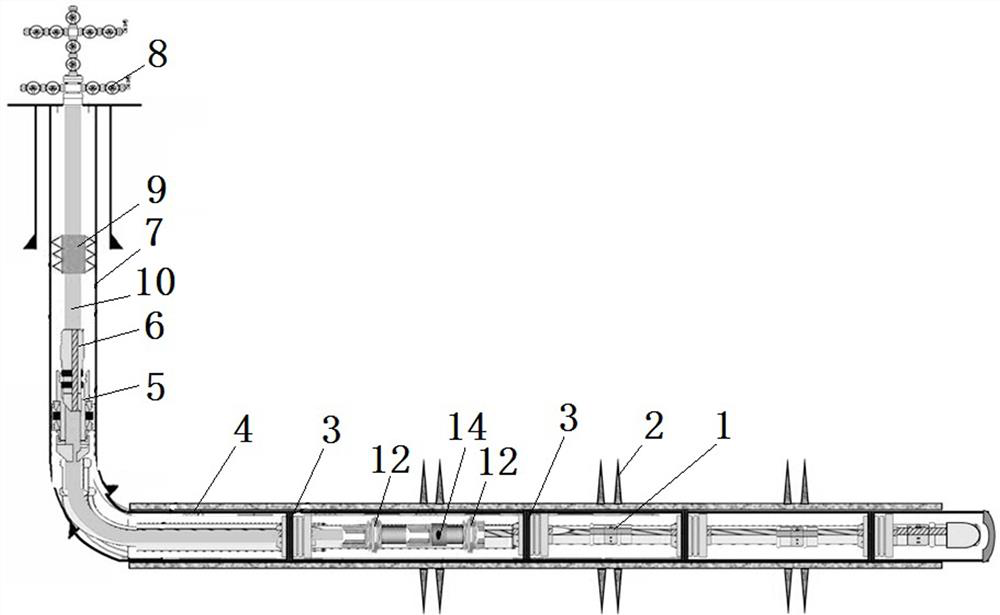 Horizontal well refracturing device and method based on open hole preset pipe string completion