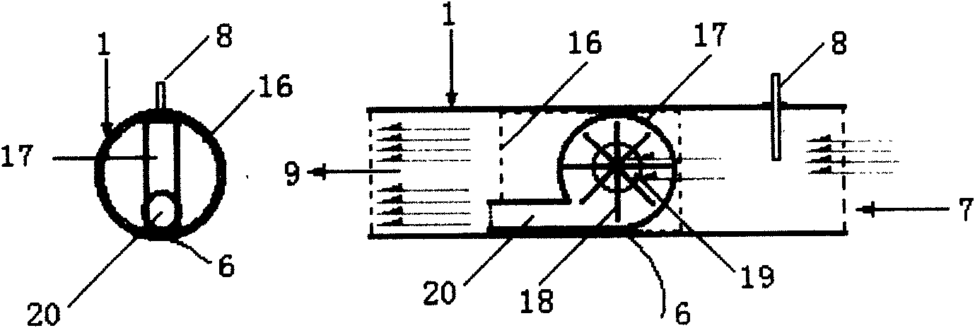 Tail gas removing device with pressure boost and oxygen increase by strong force for vehicle