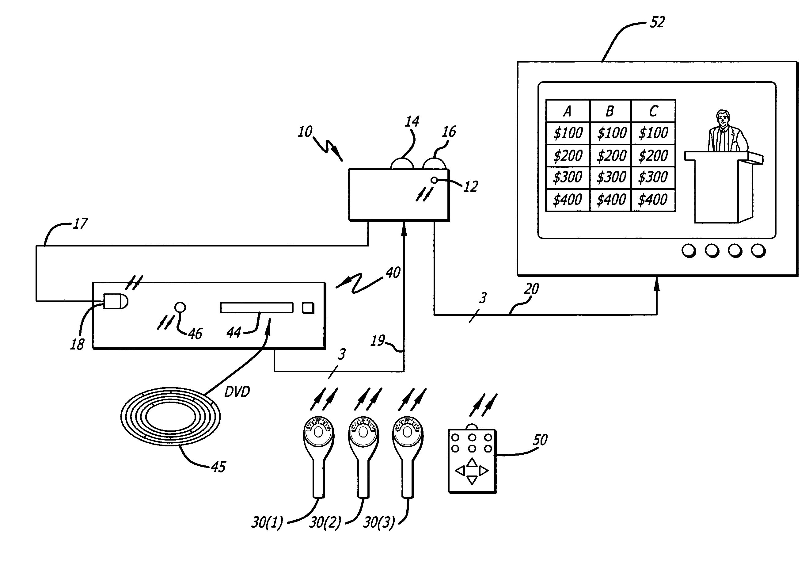 Interactive game system using game data encoded within a video signal